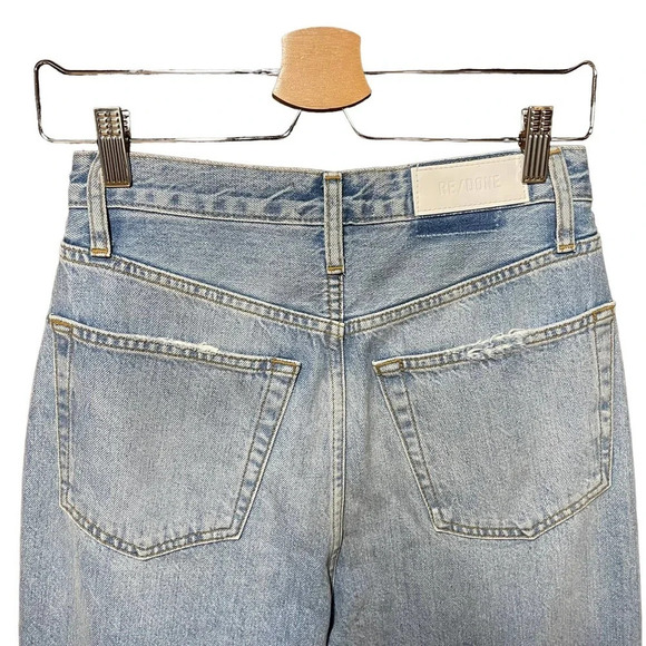 Re/Done '70s Ultra High Waist Stove Pipe Jeans in Worn Blue Size 26 - Picture 9 of 12
